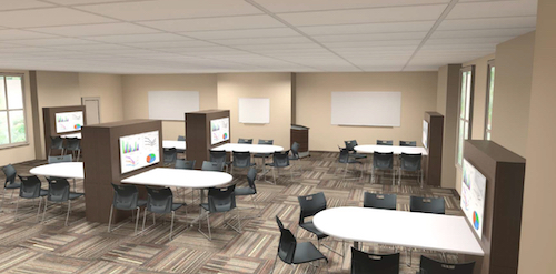 Architect's rendering of business classroom innovations