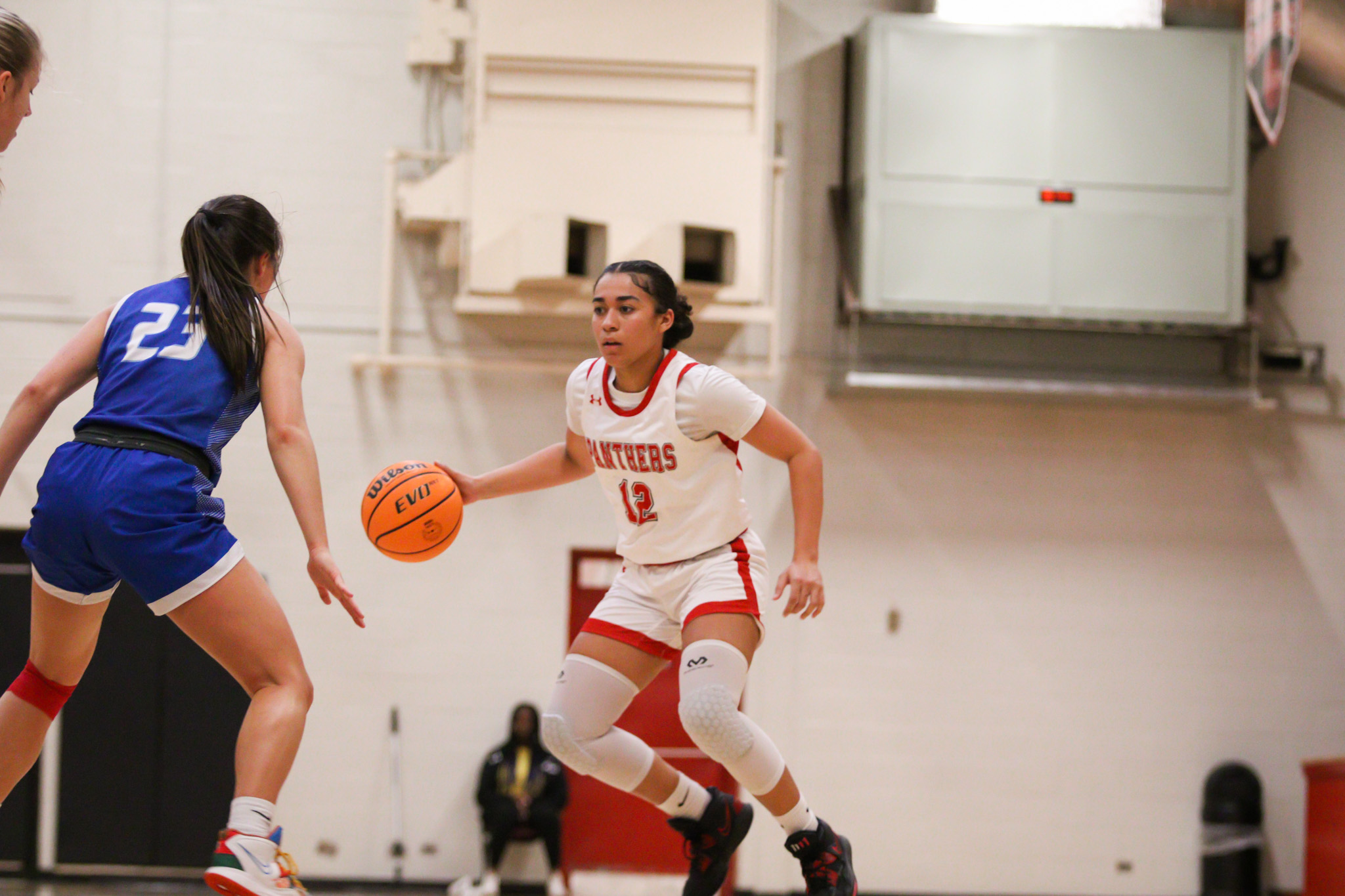 Student playing on court