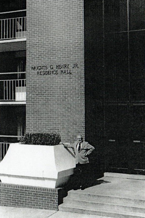 Former president outside residence hall