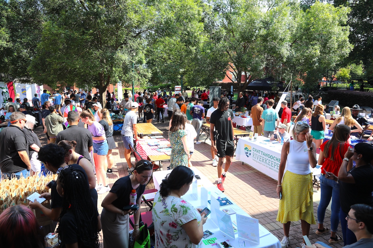 Students learning about campus and community organizations