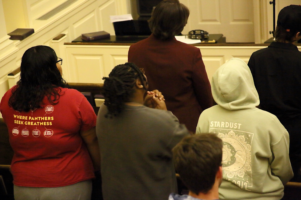 Students worshiping in the Chapel